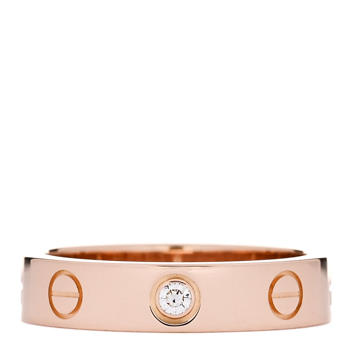 18K Pink Gold Diamond 4mm LOVE Wedding Band Ring 49 4.75