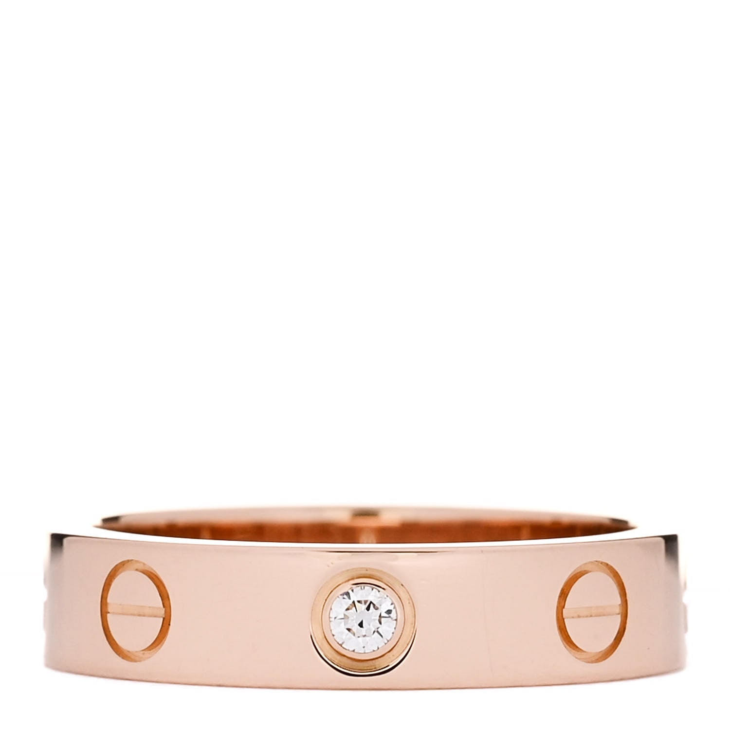 Cartier 18K Pink Gold Diamond 4mm LOVE Wedding Band Ring 49 4.75 1 of 5
