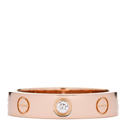 Cartier 18K Pink Gold Diamond 4mm LOVE Wedding Band Ring 49 4.75 1 of 5