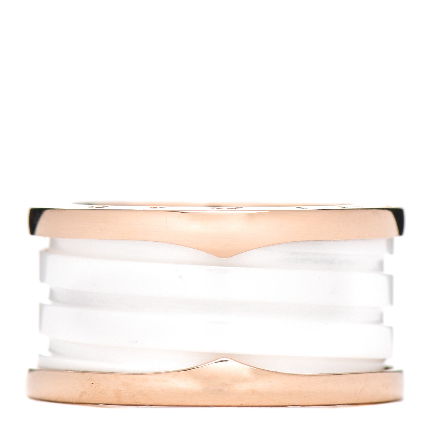 18K Rose Gold White Ceramic B.Zero1 Four-Band Ring 56 7.5