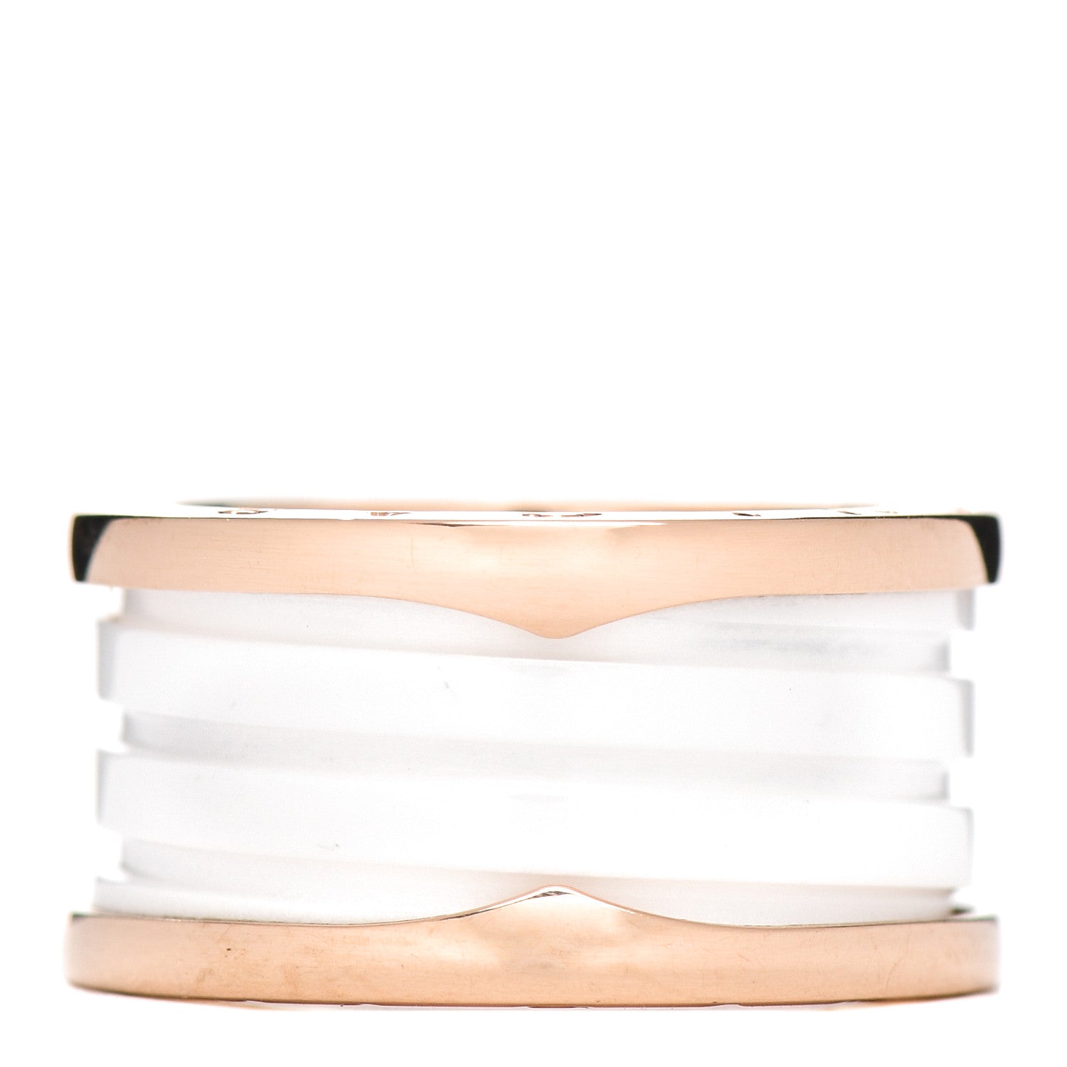Bulgari 18K Rose Gold White Ceramic B.Zero1 Four-Band Ring 56 7.5 1 of 5