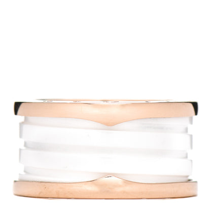 Bulgari 18K Rose Gold White Ceramic B.Zero1 Four-Band Ring 56 7.5 1 of 5