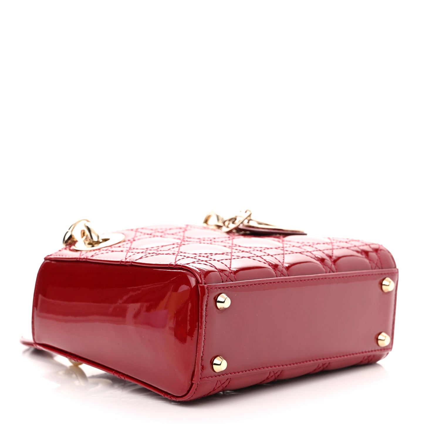 Patent Cannage Mini Lady Dior Red