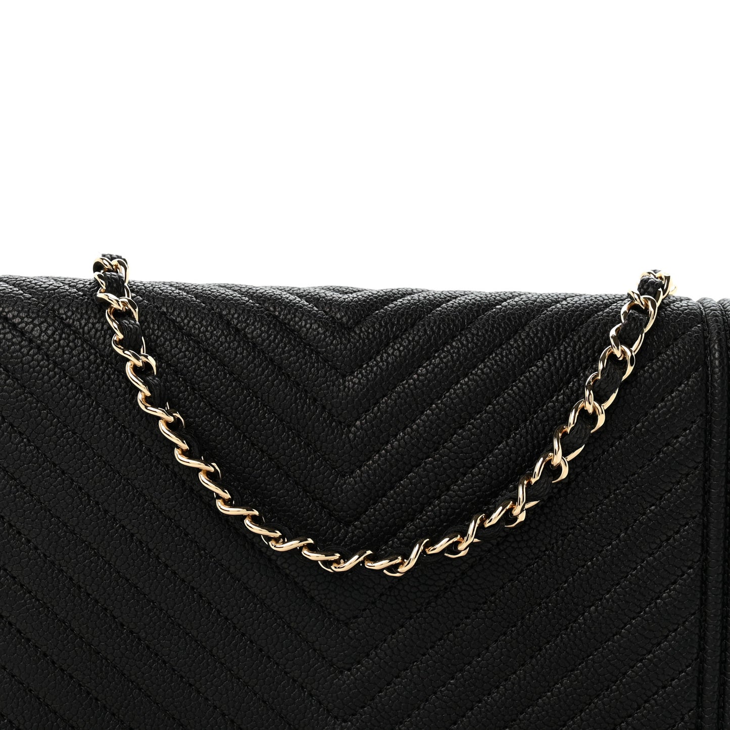Caviar Chevron Quilted Boy Wallet On Chain WOC Black