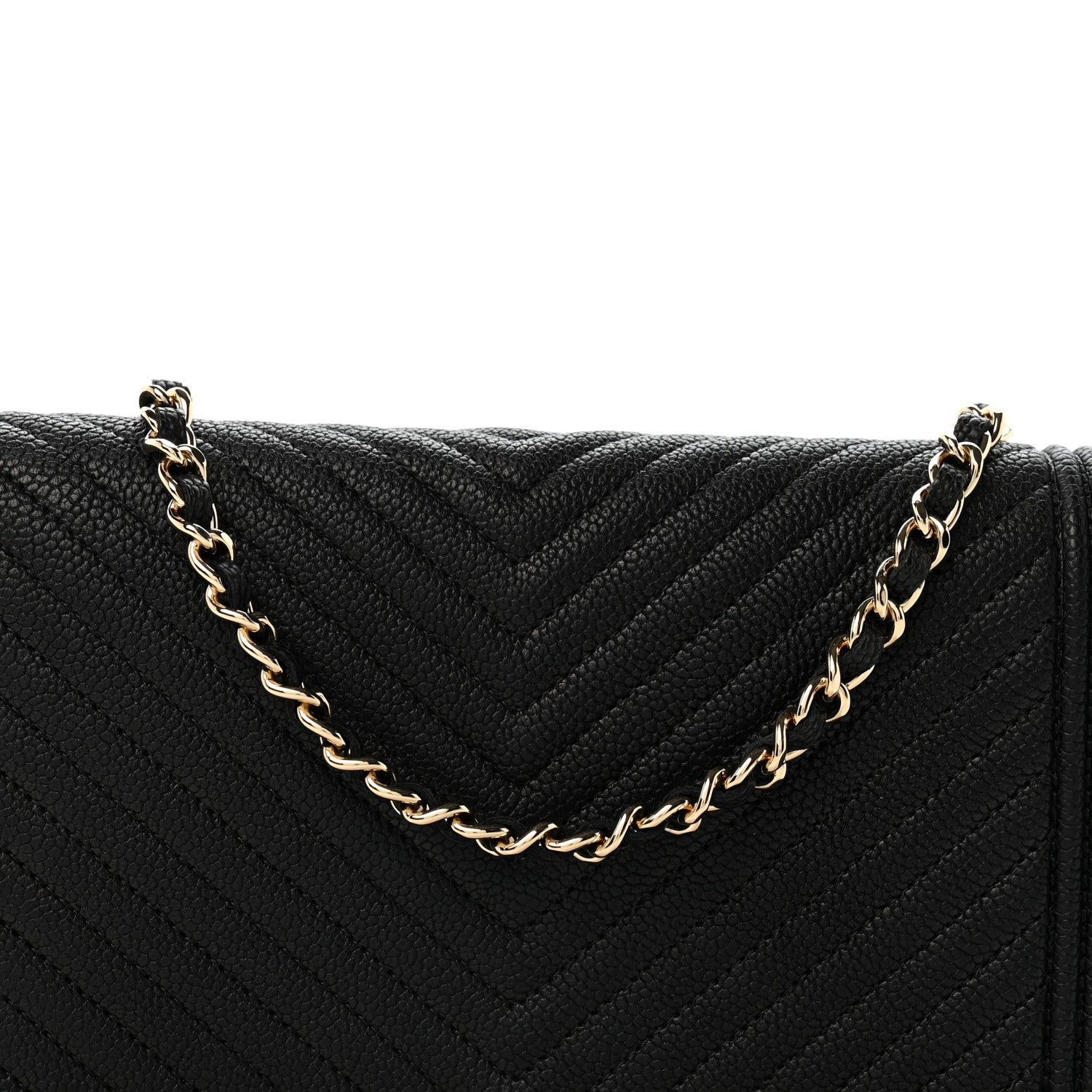 Chanel Caviar Chevron Quilted Boy Wallet On Chain WOC Black 9 of 14