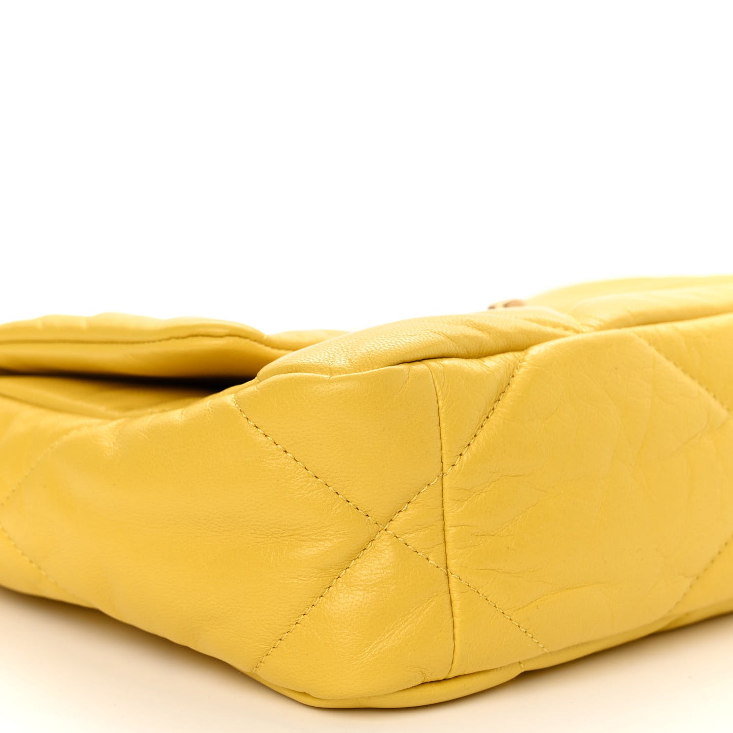 Shiny Goatskin Quilted Medium Chanel 19 Flap Yellow