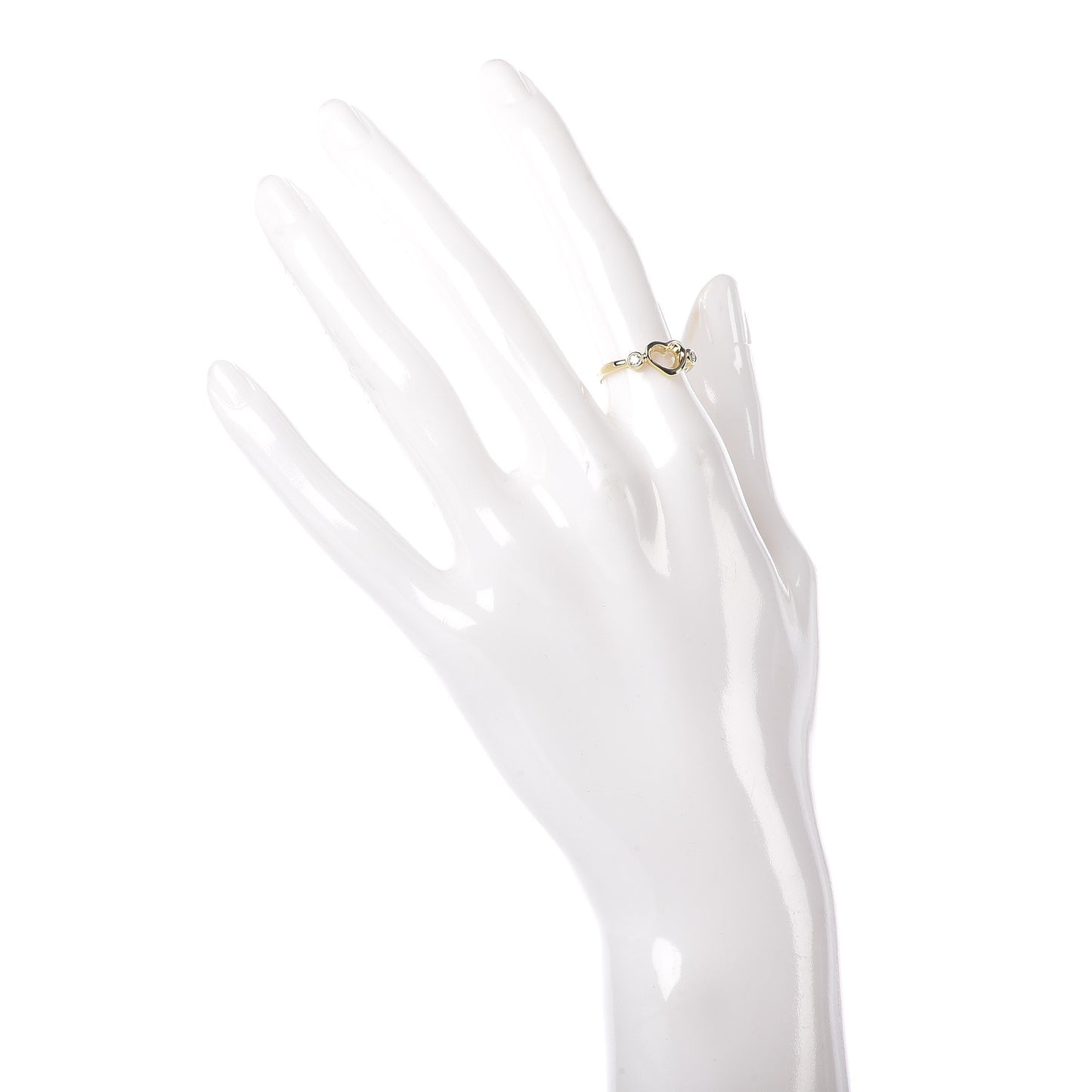 18K Yellow Gold Diamond Mini Elsa Peretti Open Heart Ring 50 5.25