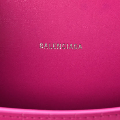Balenciaga Shiny Calfskin Crocodile Embossed Hourglass Top Handle Bag XS Lipstick Pink 6 of 11