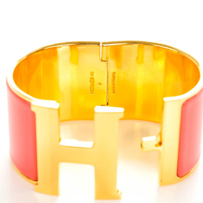 Hermes Enamel Extra Wide Clic Clac H Bracelet Rouge Corail 5 of 6
