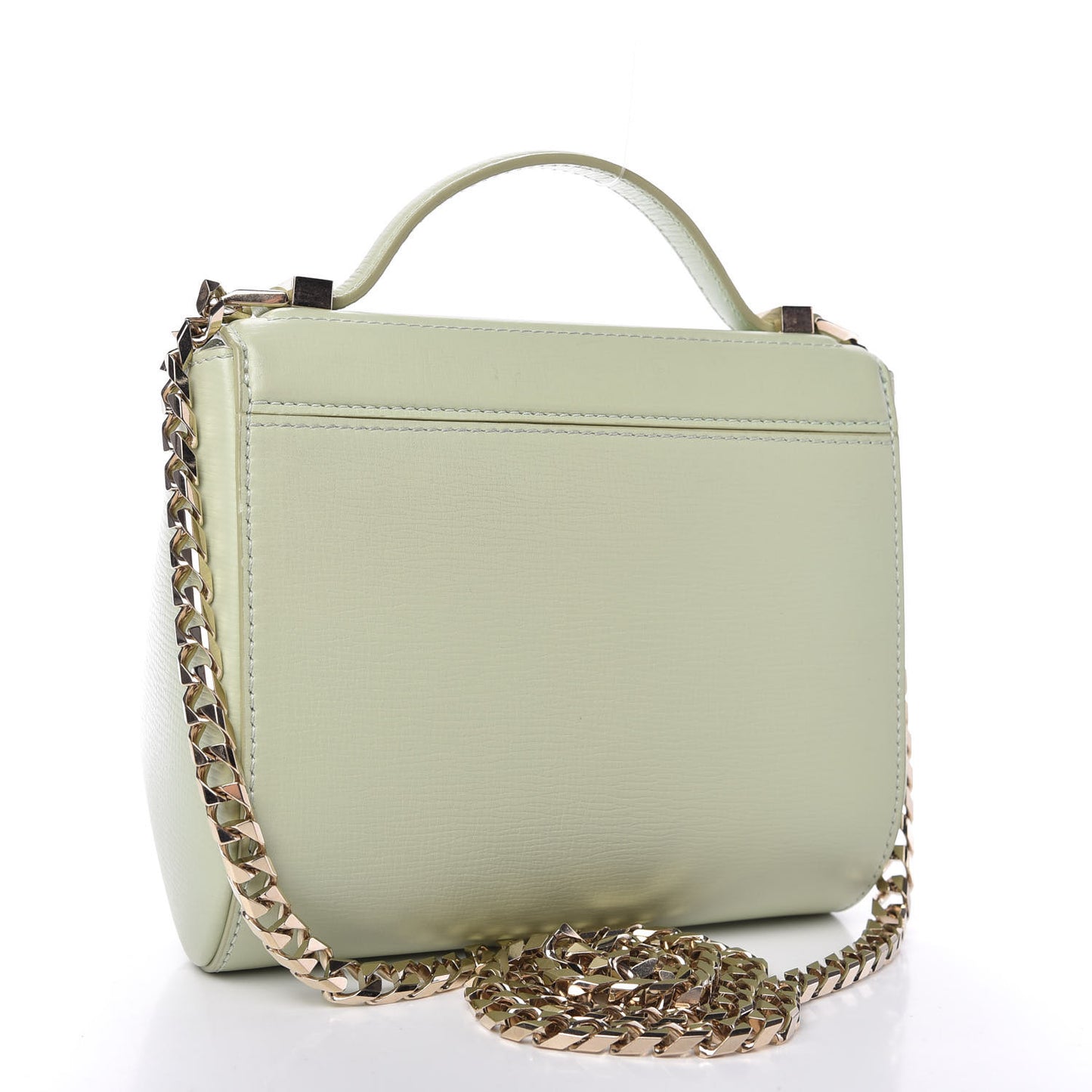 Textured Calfskin Mini Pandora Box Chain Crossbody Bag Aqua Green