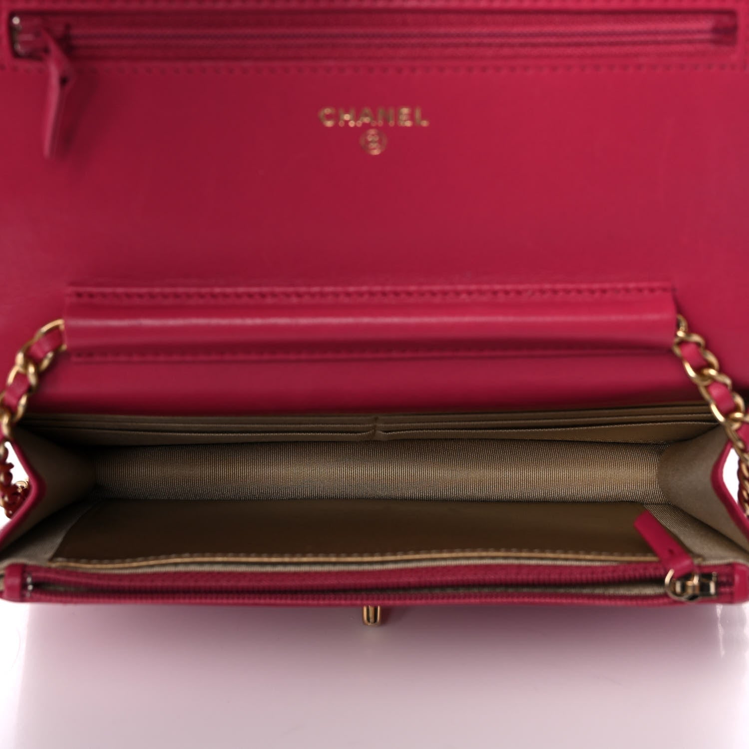 Chanel Lambskin Quilted CC Pearl Crush Wallet on Chain WOC Dark Pink 5 of 11