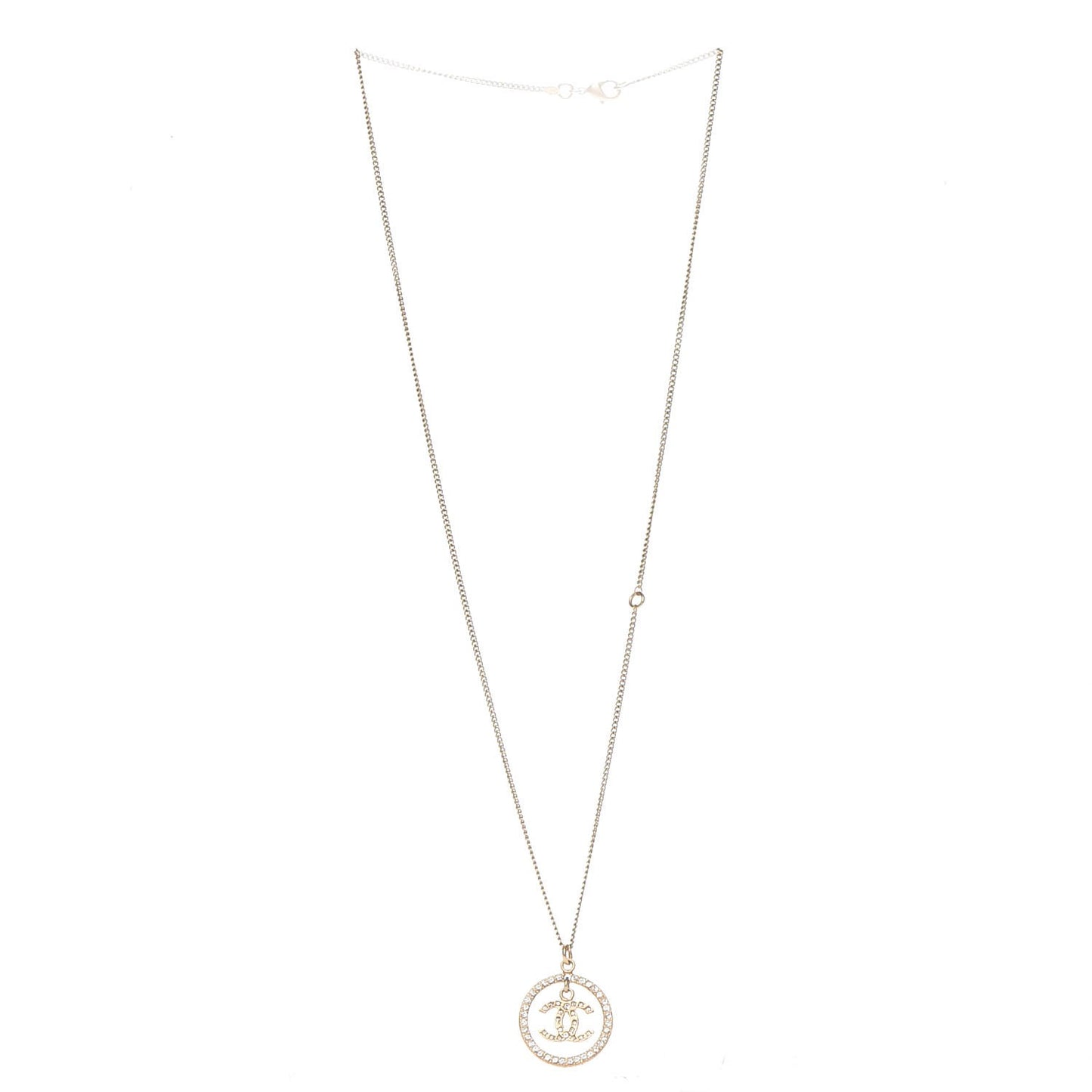 Crystal CC Medallion Pendant Necklace Gold