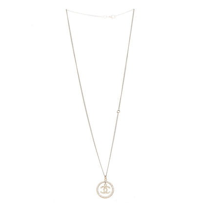 Chanel Crystal CC Medallion Pendant Necklace Gold 3 of 5