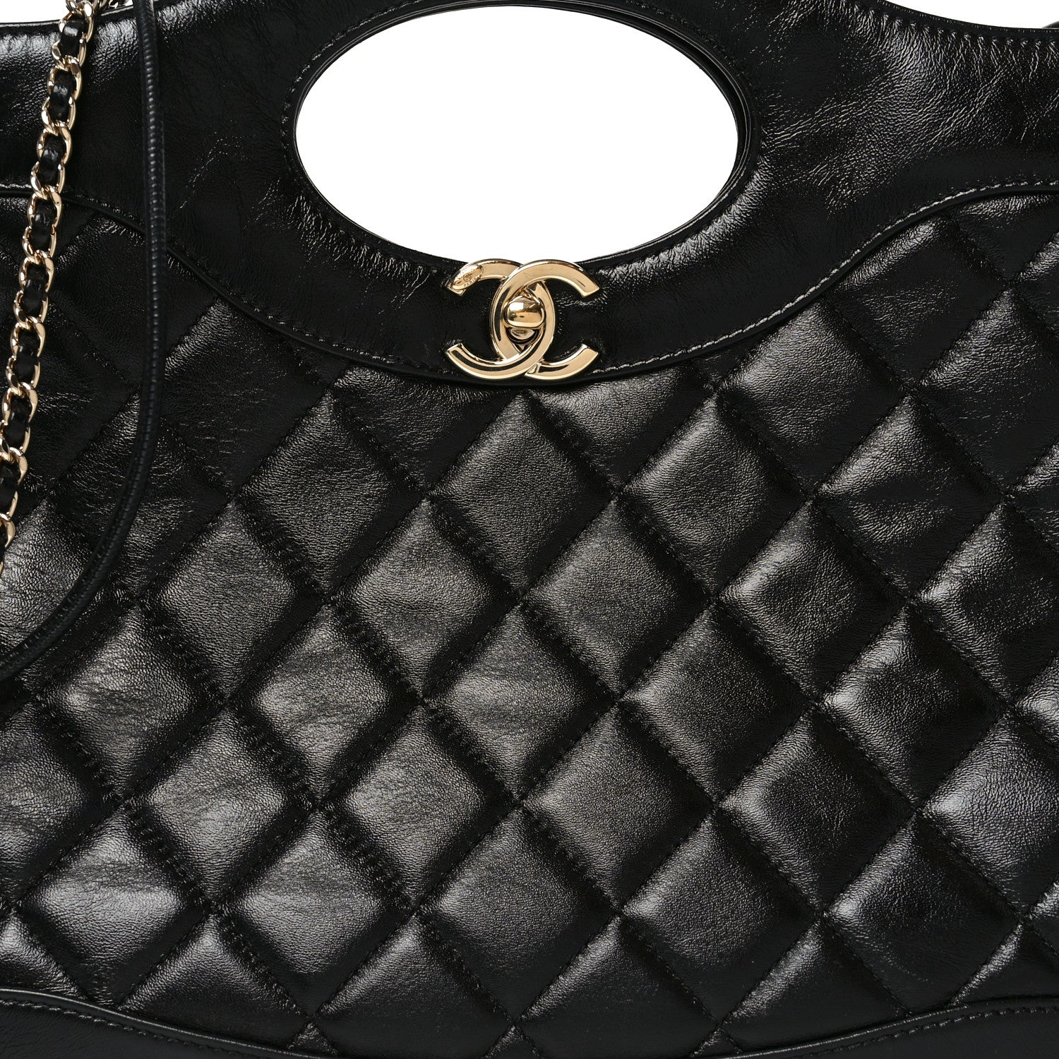 Chanel Shiny Lambskin Quilted 31 Shopping Bag Black 7 of 9