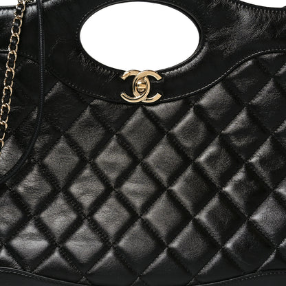 Chanel Shiny Lambskin Quilted 31 Shopping Bag Black 7 of 9