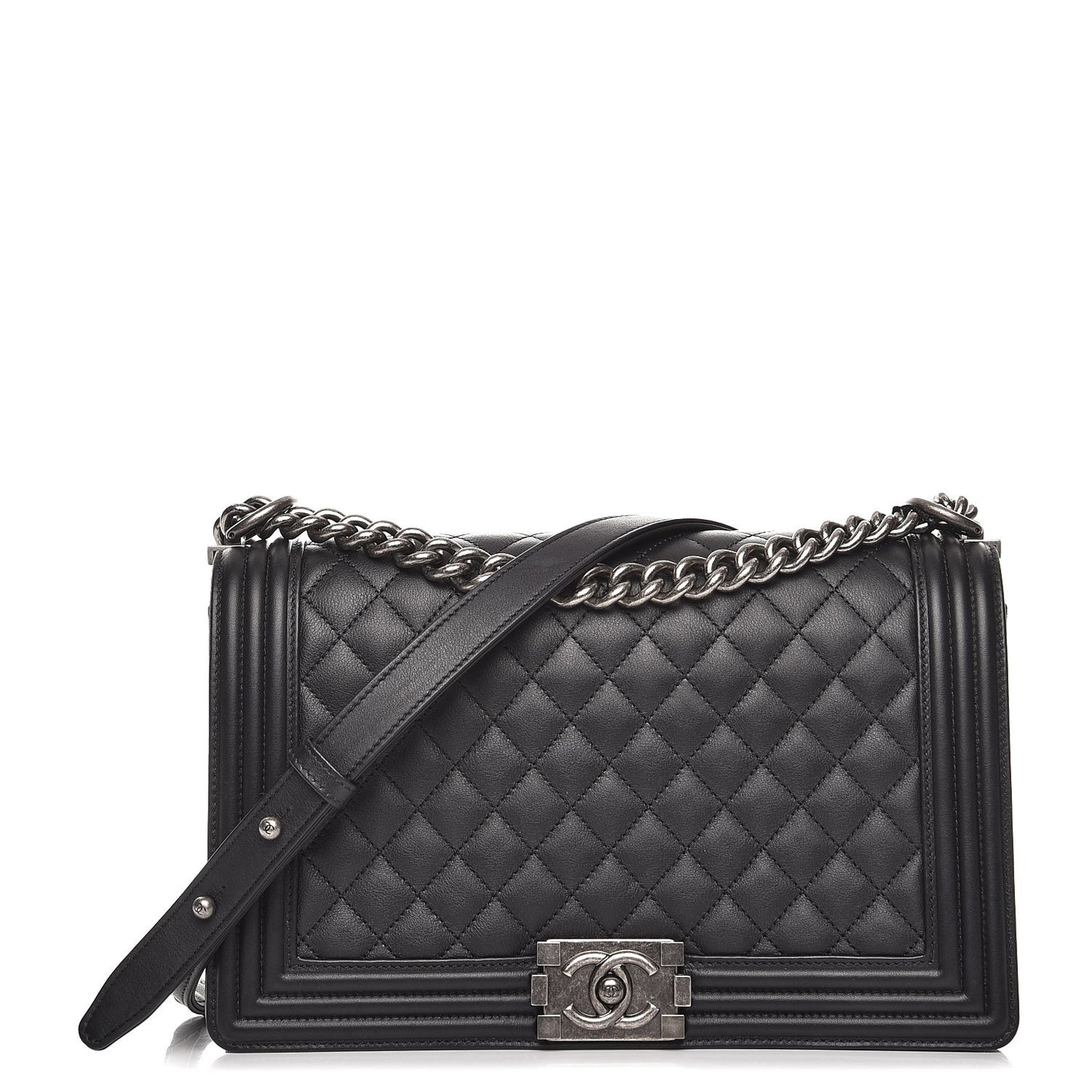 Calfskin Quilted New Medium Boy Flap Black