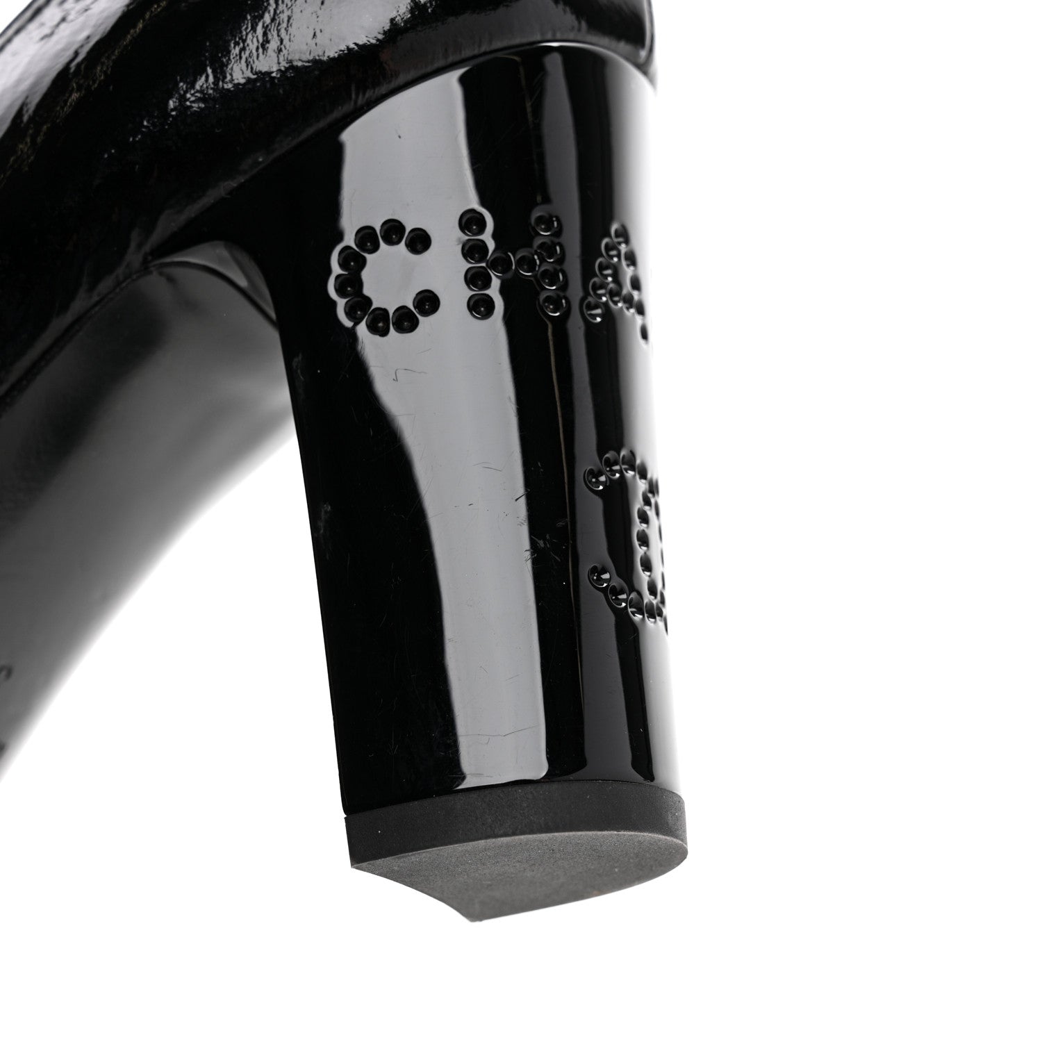 Chanel Patent Calfskin Crystal Cap Toe Logo Pumps 38 Black 11 of 11