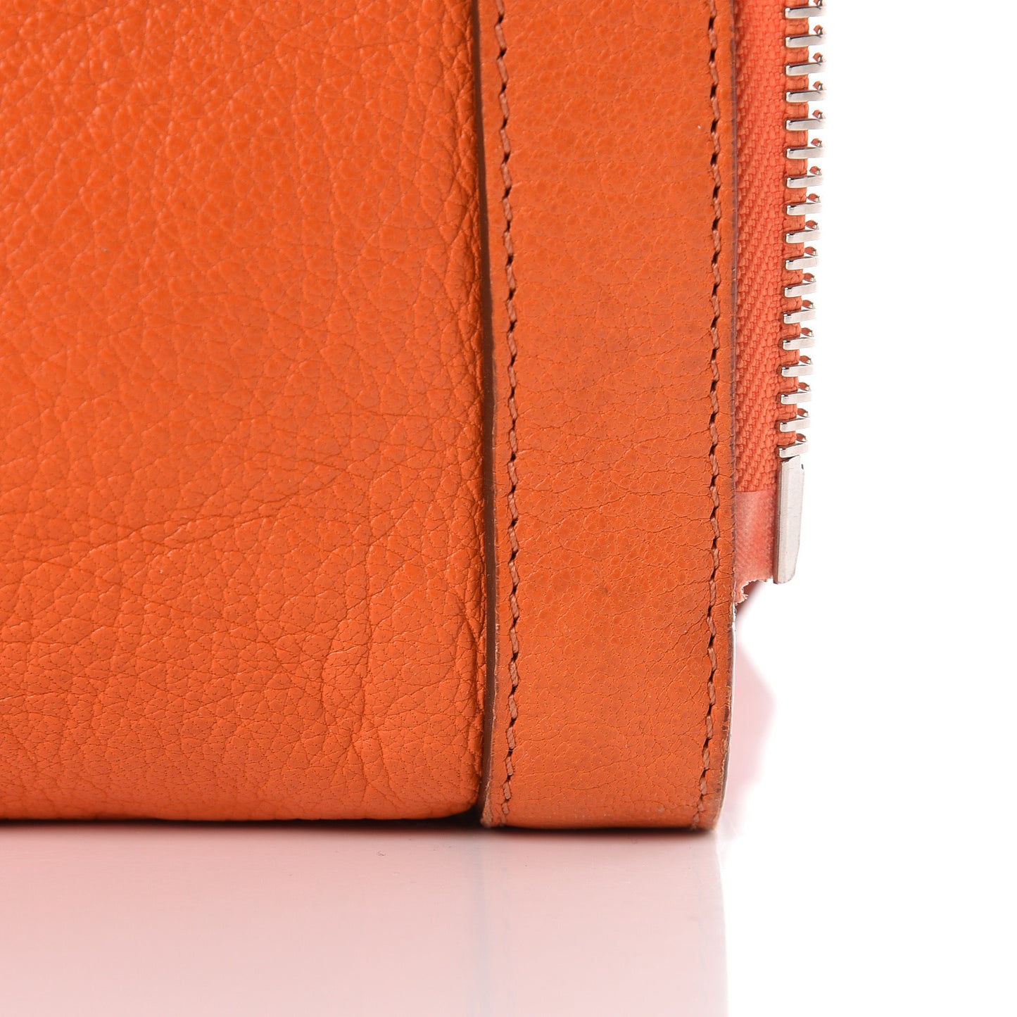 Grained Goatskin Antigona Zippered Tote Orange
