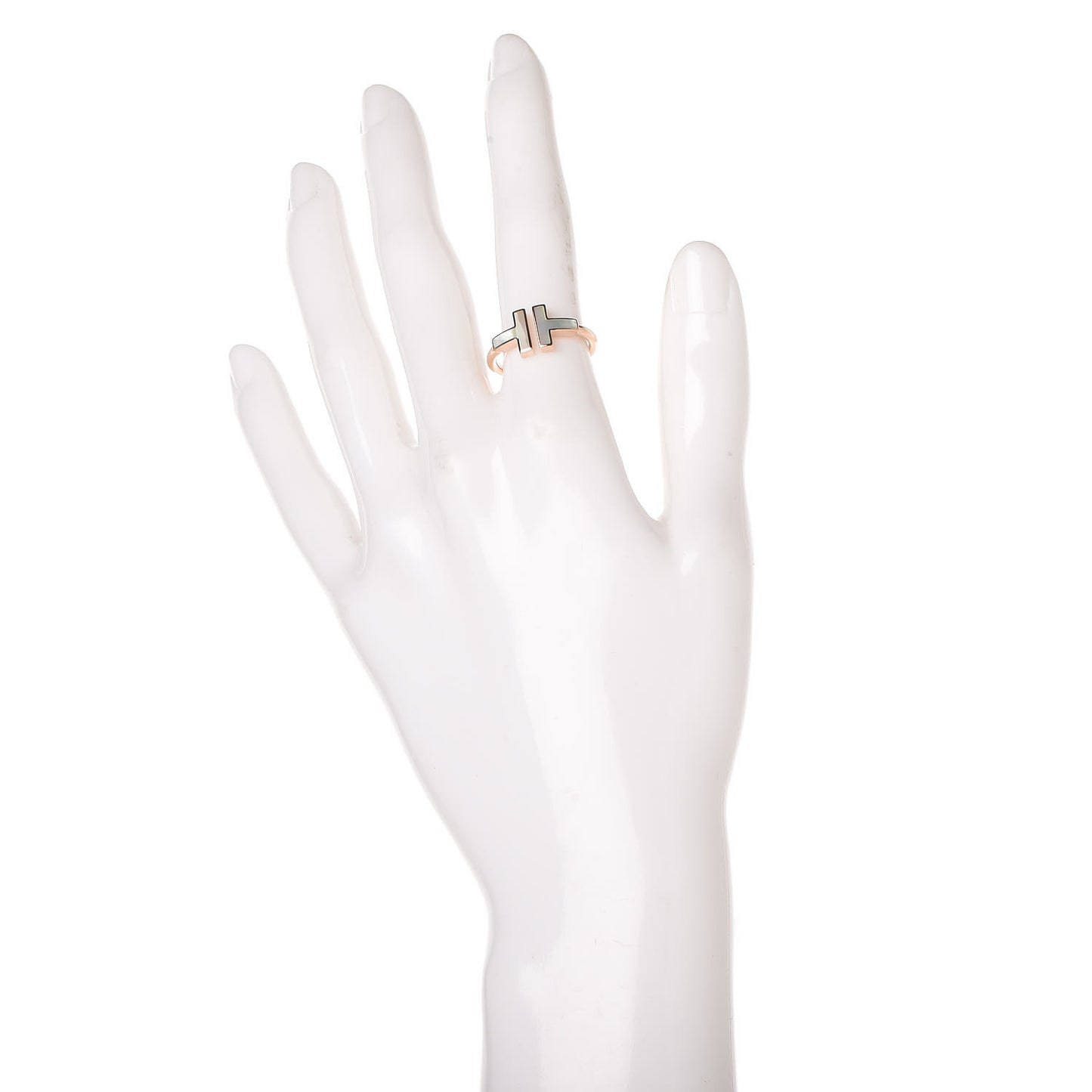 18K Rose Gold Mother of Pearl T Wire Ring 52 6