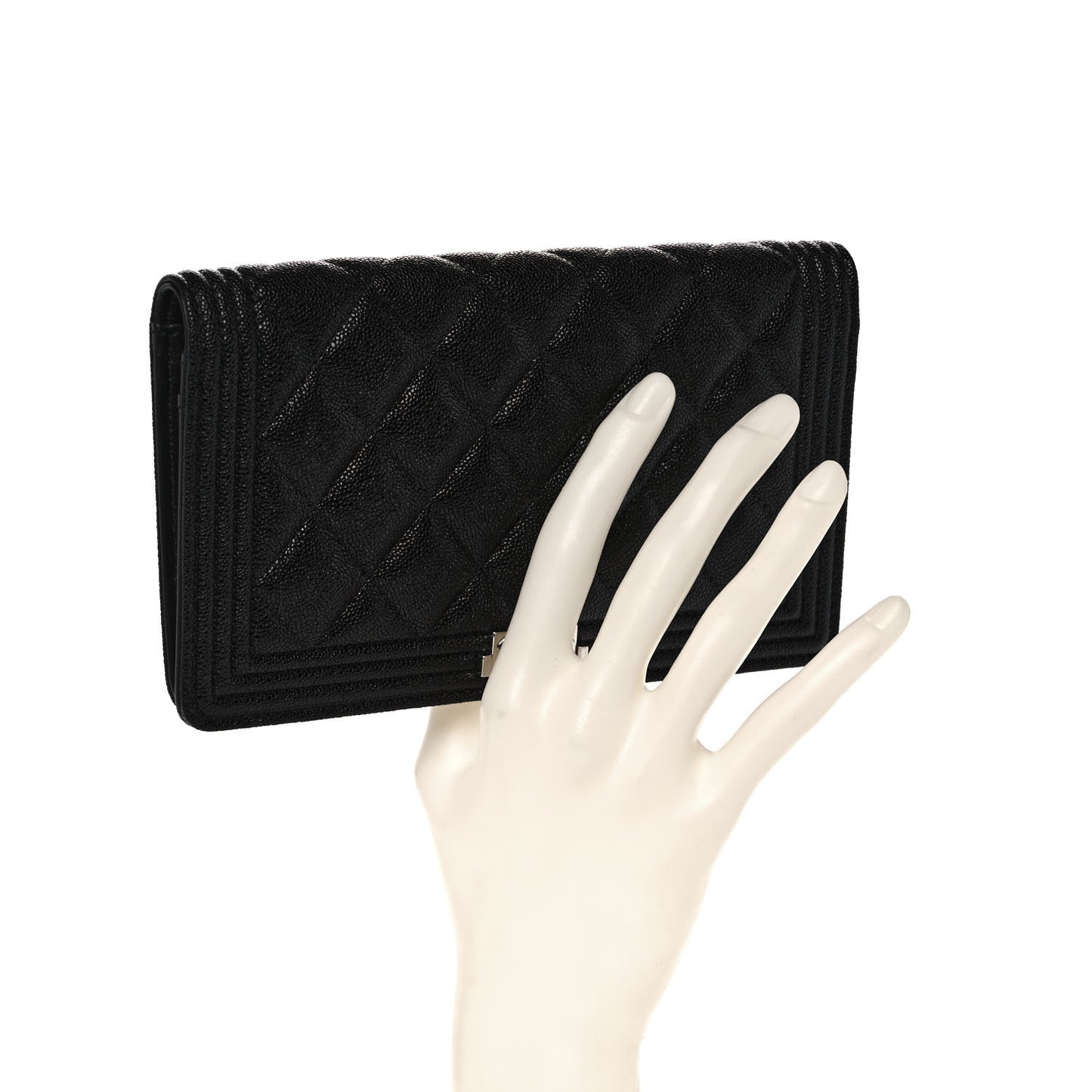 Caviar Quilted Boy Yen Wallet Black