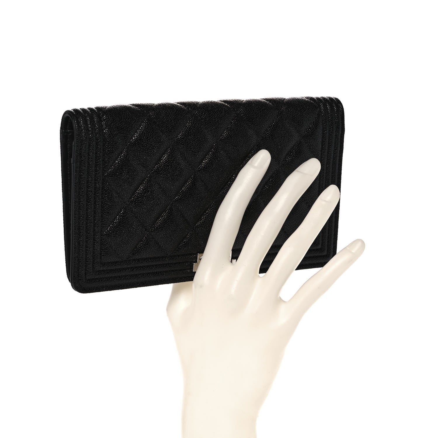 Chanel Caviar Quilted Boy Yen Wallet Black 2 of 13
