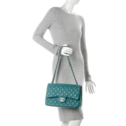 Chanel Lambskin Quilted Jumbo Double Flap Turquoise 2 of 8
