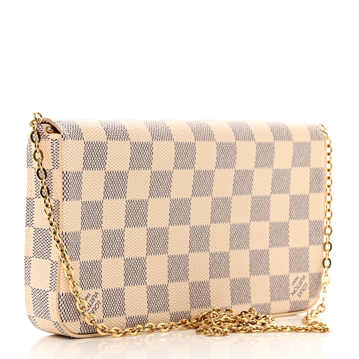 Louis Vuitton Damier Azur Pochette Felicie Chain Wallet Rose Ballerine 4 of 8