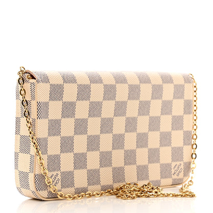 Louis Vuitton Damier Azur Pochette Felicie Chain Wallet Rose Ballerine 4 of 8