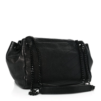 Saint Laurent Pebbled Lambskin Chevron Monogram Small Nolita Black 3 of 9