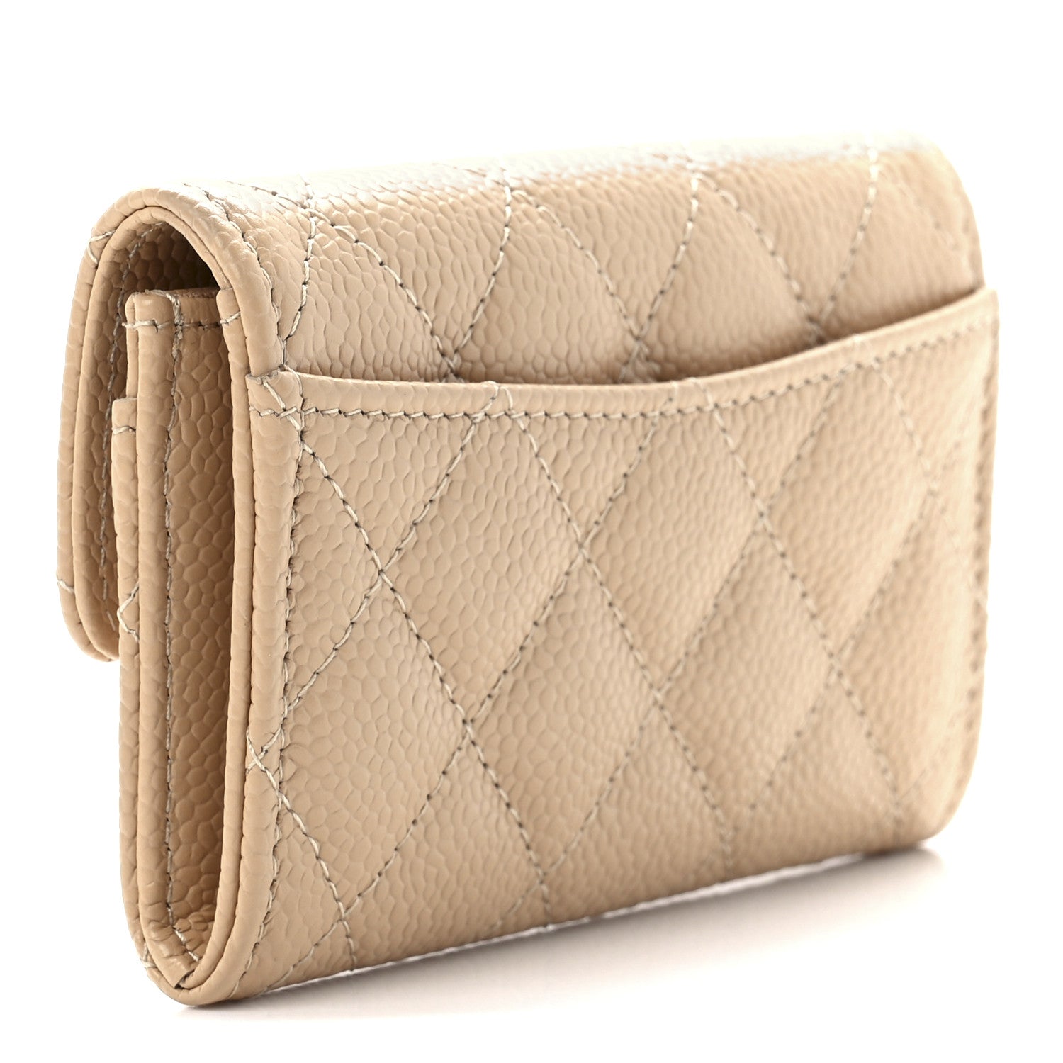Chanel Caviar Quilted Flap Card Holder Wallet Light Beige 3 of 13