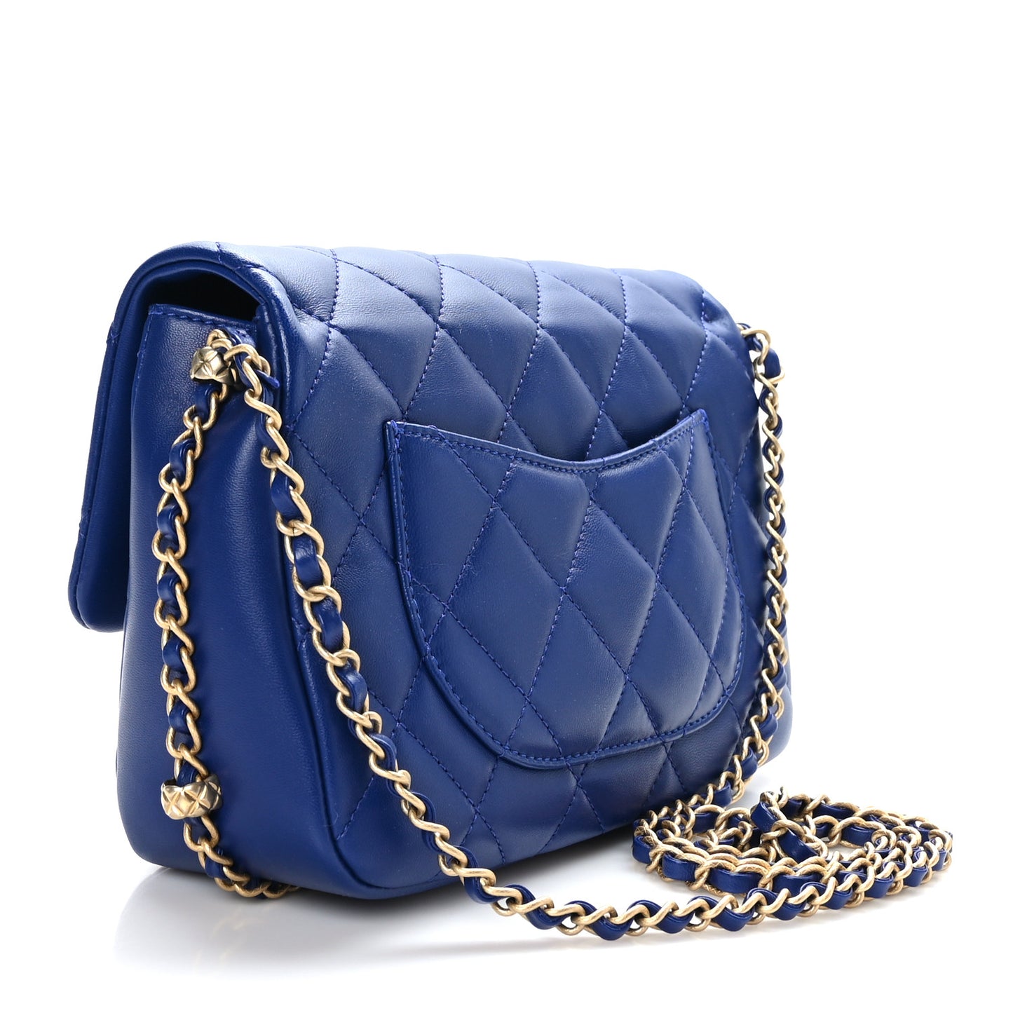 Lambskin Quilted Large CC Chain Flap Blue