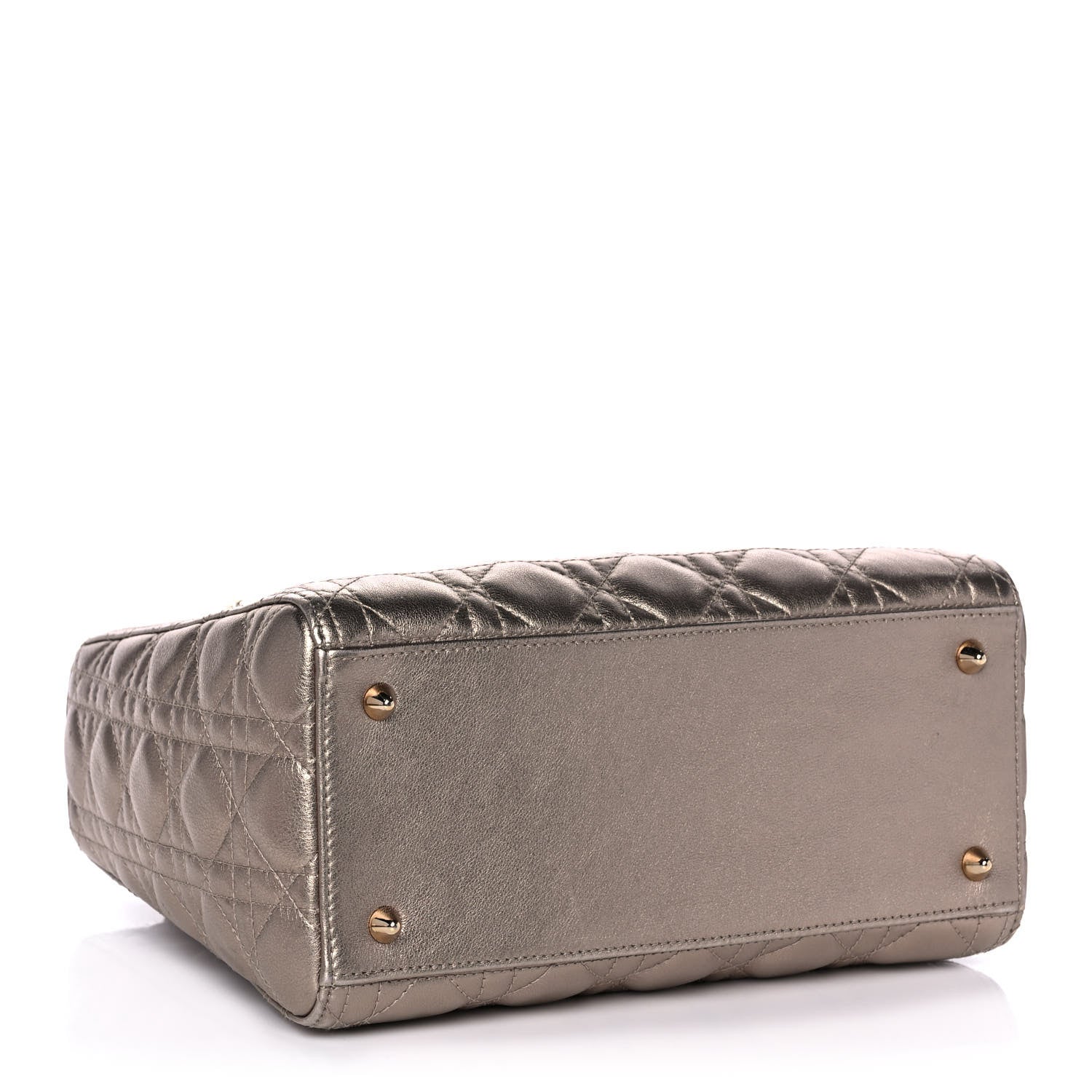 Christian Dior Metallic Calfskin Cannage Medium Lady Dior Gold 3 of 16
