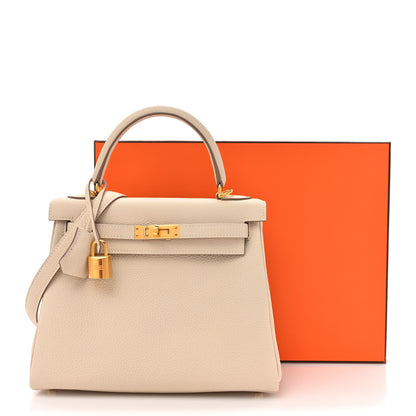 Hermes Togo Kelly Retourne 25 Craie 13 of 13