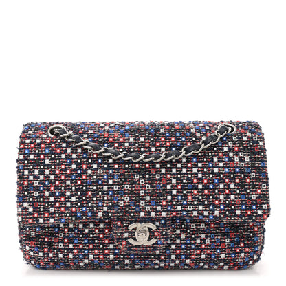 Chanel Sequin Tweed Medium Double Flap Red White Blue 1 of 12