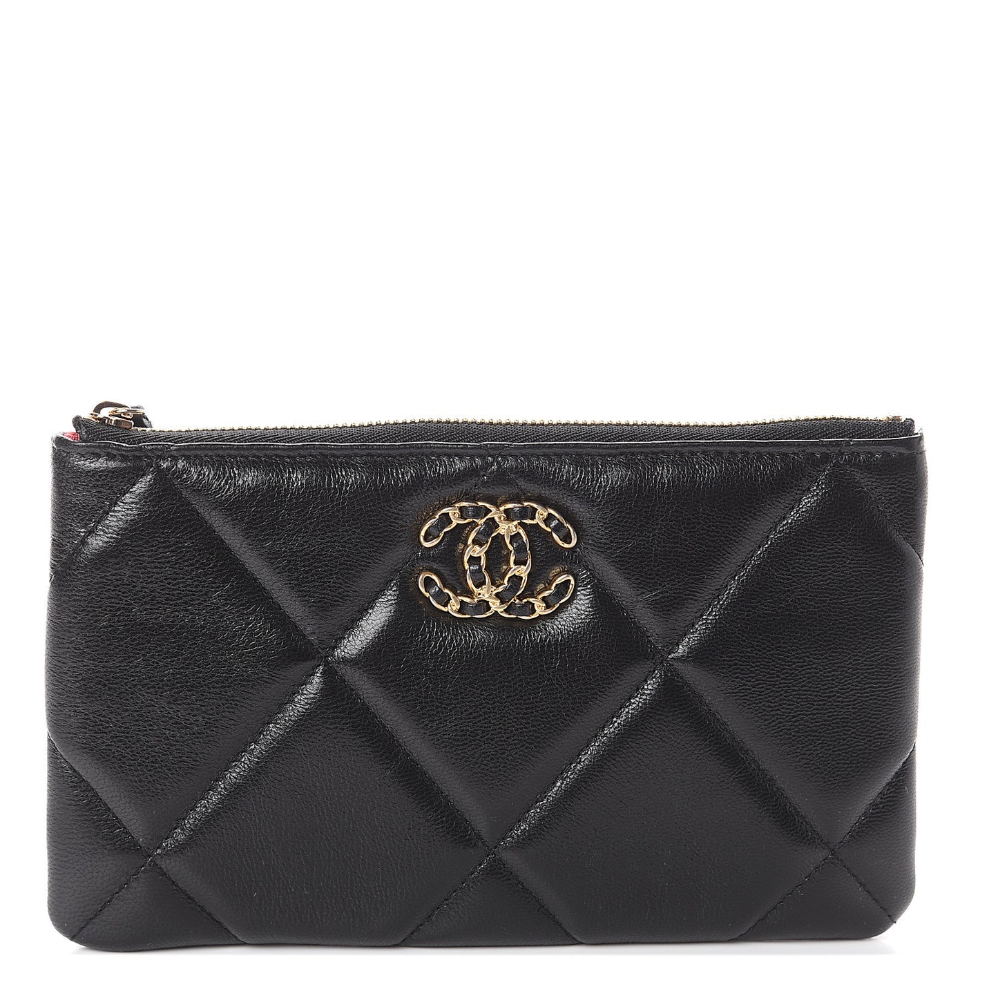 Goatskin Quilted 19 Cosmetic Case Black