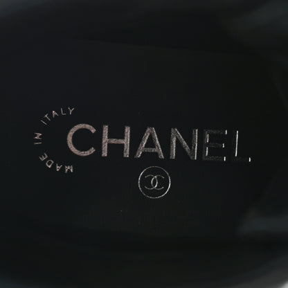 Chanel Tweed Suede Quilted Chain Short Boots 40 Black 6 of 8