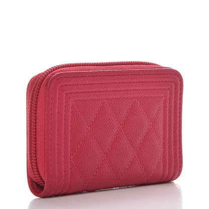 Chanel Caviar Quilted Boy Zip Around Coin Purse Wallet Fuchsia 3 of 12