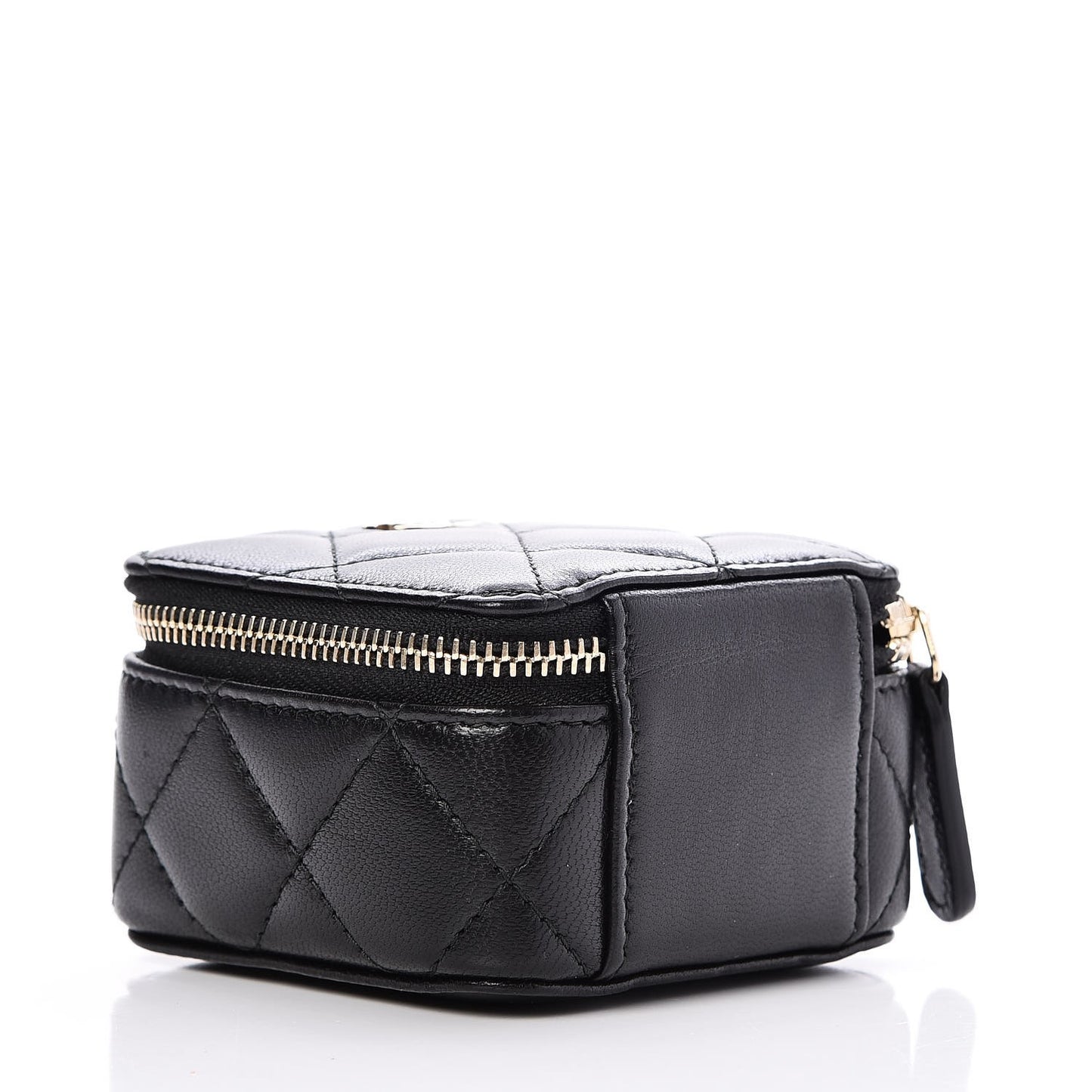 Lambskin Quilted Jewelry Travel Case Black