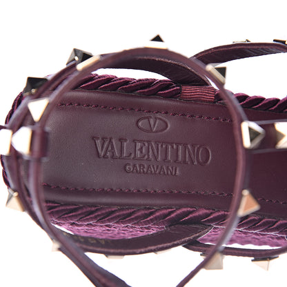 Valentino Garavani Calfskin Rockstud Ankle Strap Torchon Espadrille Caged 25/95mm Wedge Sandals 38 Rubin 6 of 13
