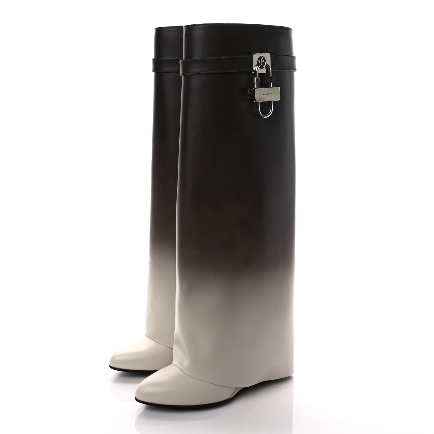 Box Calfskin Shark Lock Pant Boots 38 Brown Beige