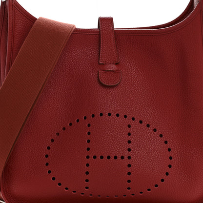 Hermes Taurillon Clemence EVELYNE III GM Rouge Garance 8 of 13