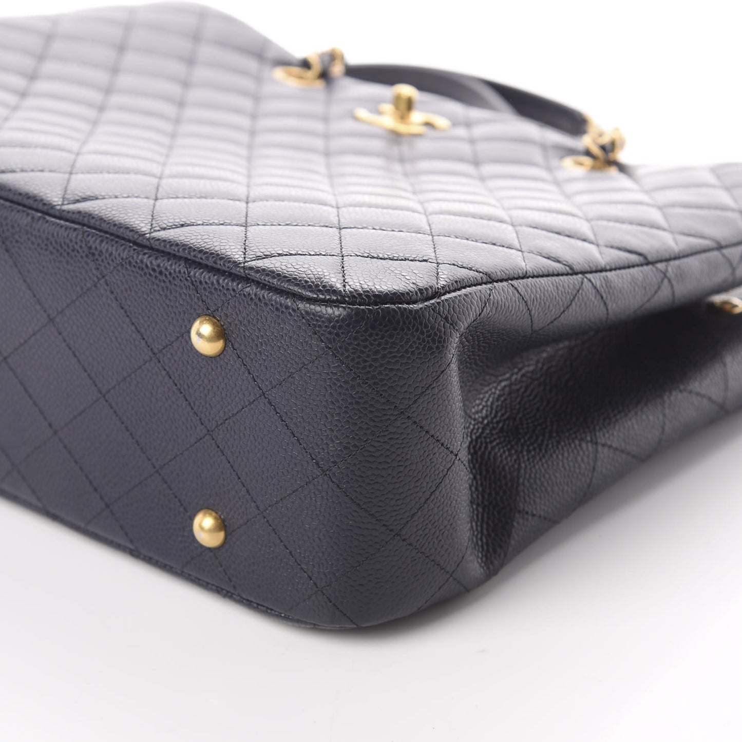 Caviar Quilted Large CC Shopping Tote Navy