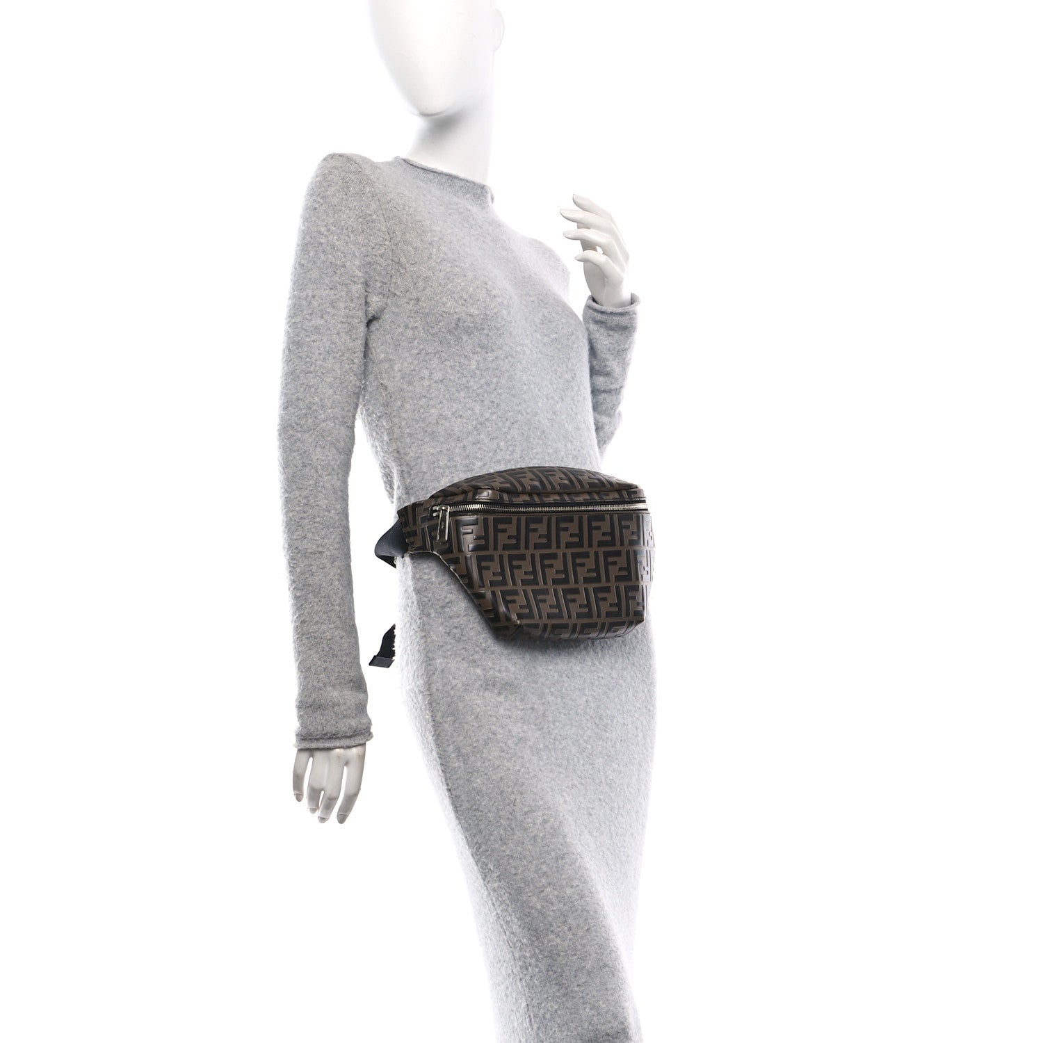 Fendi Vitello Century Bi-Color FF 1974 Embossed Belt Bag Maya Black 2 of 10
