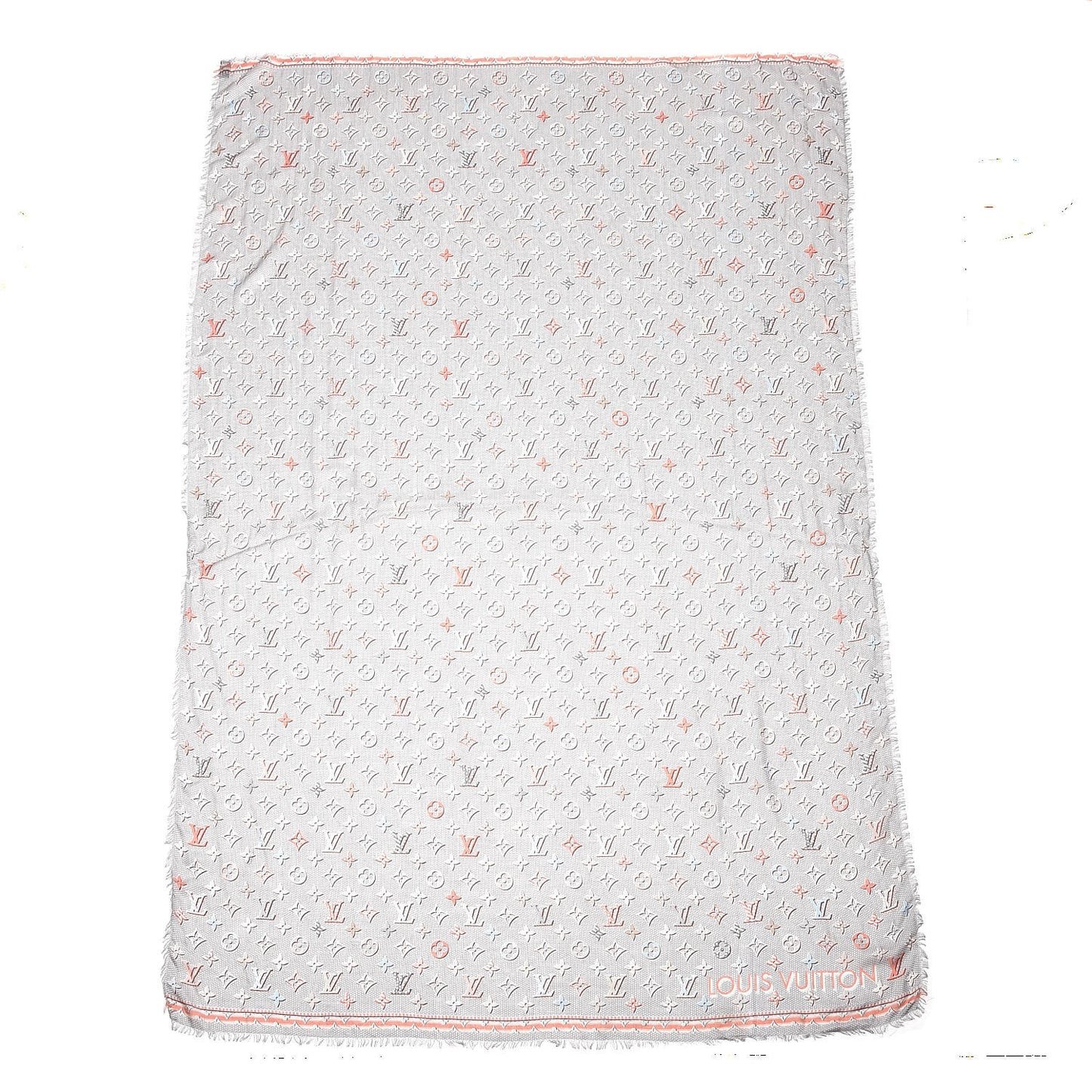 Silk Monogram Polka Dots Shawl Gray
