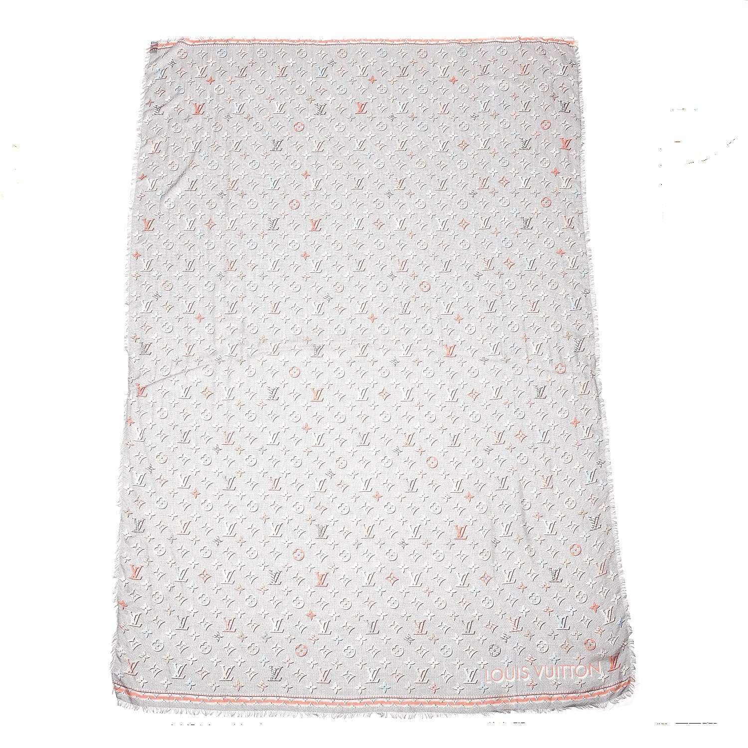 Louis Vuitton Silk Monogram Polka Dots Shawl Gray 1 of 4