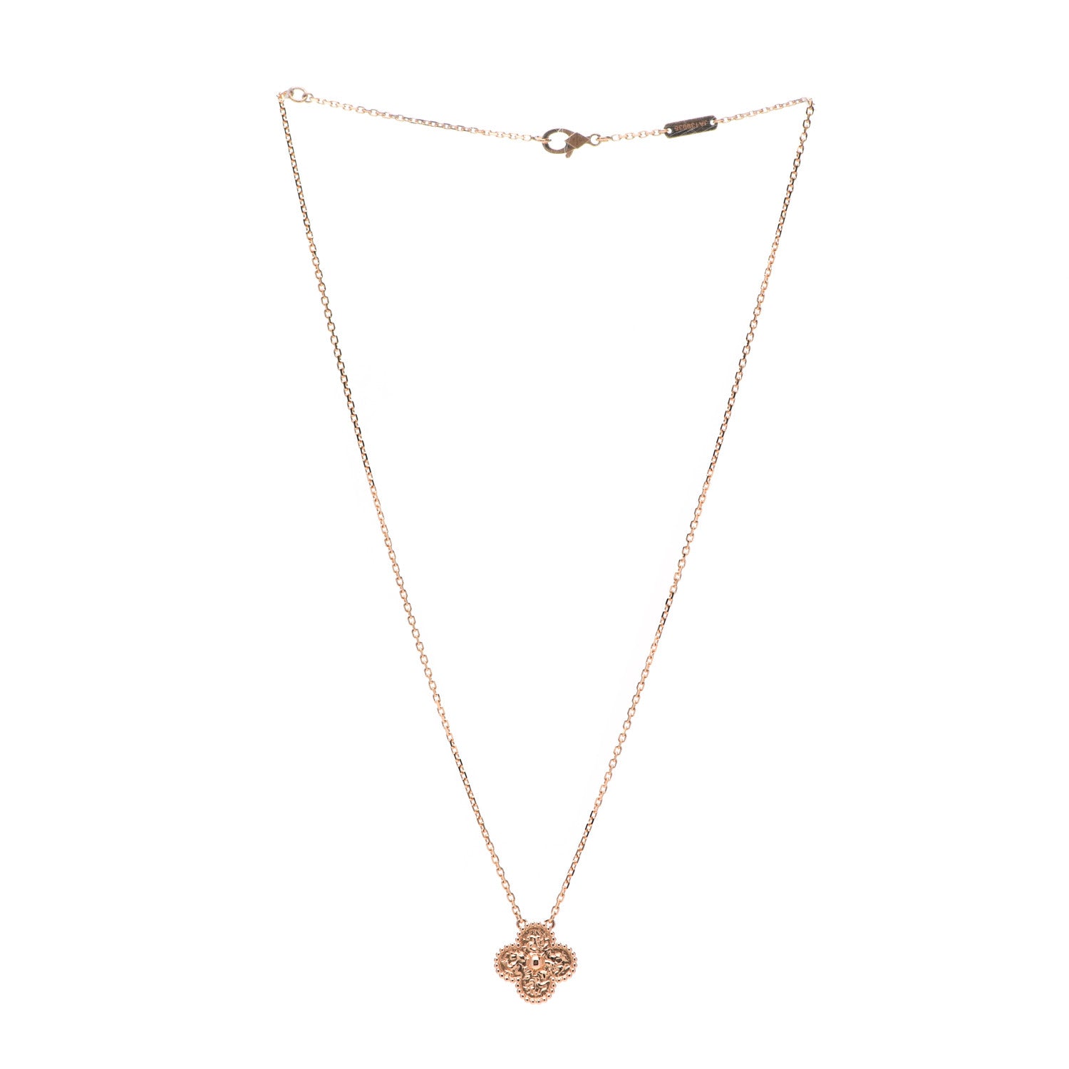 Van Cleef & Arpels 18K Rose Gold Vintage Alhambra Pendant Necklace 3 of 6