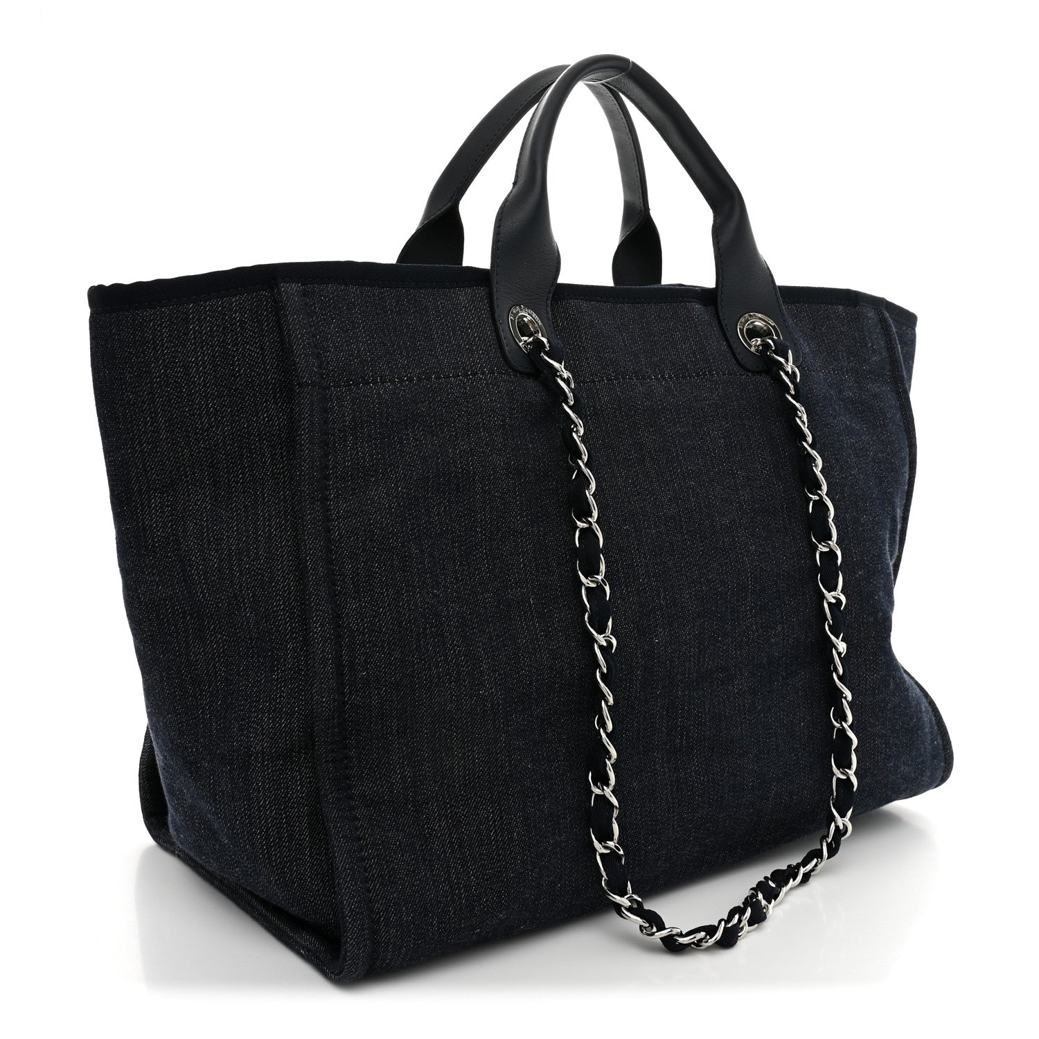Chanel Denim Large Deauville Tote Dark Blue 3 of 10
