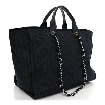 Chanel Denim Large Deauville Tote Dark Blue 3 of 10