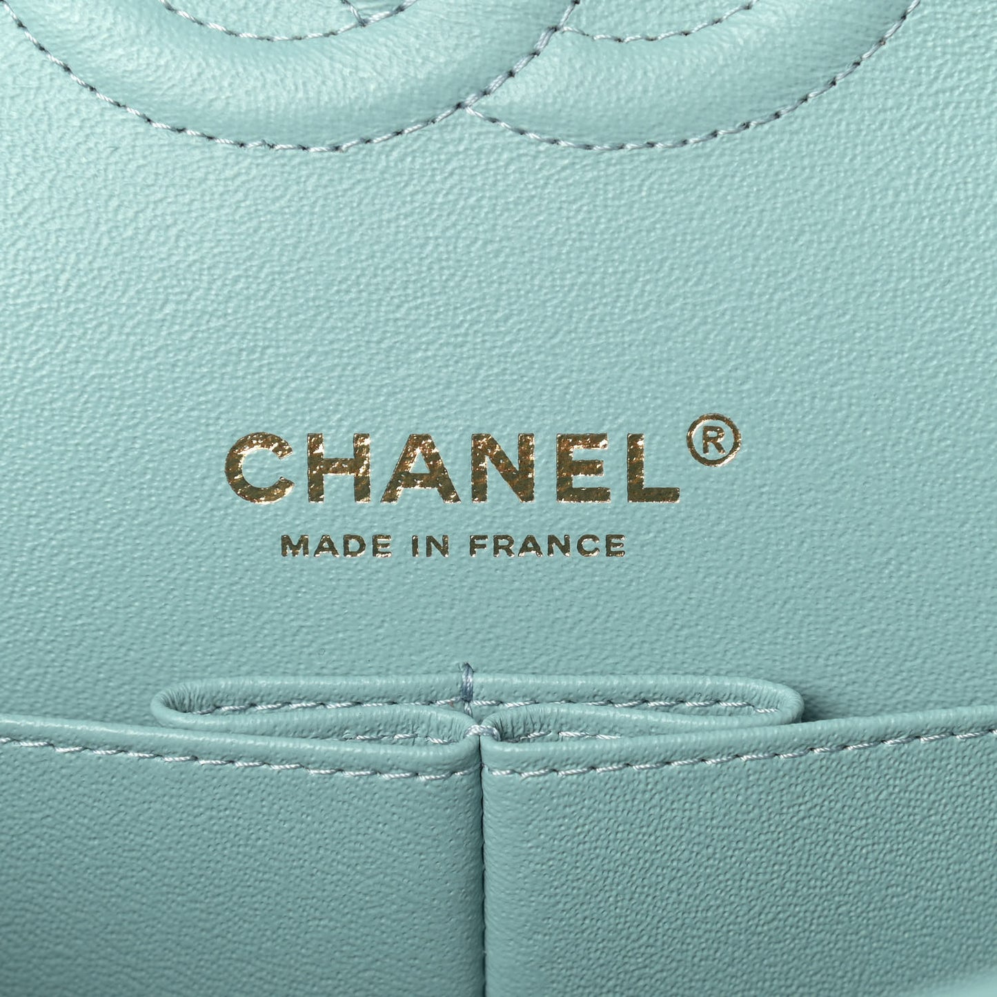 Caviar Quilted Medium Double Flap Light Blue
