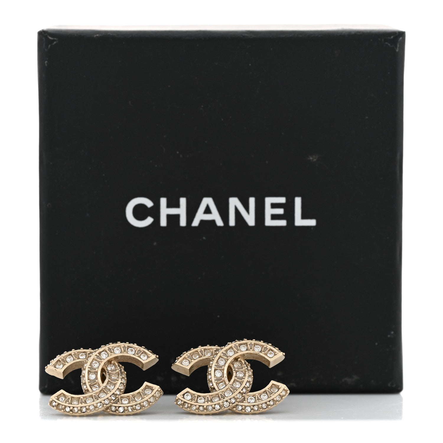 Chanel Crystal Timeless CC Earrings Gold 8 of 8